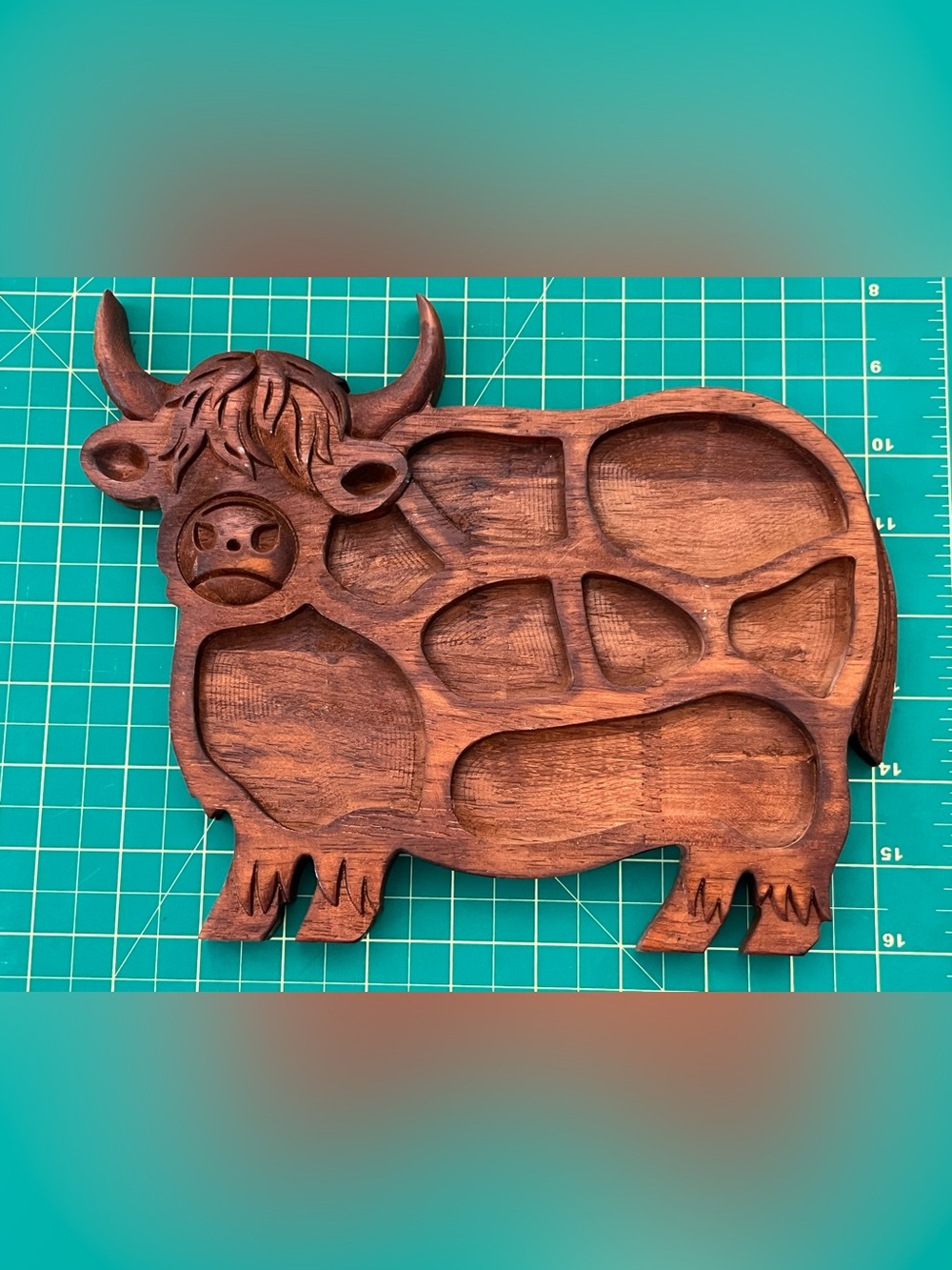 Highland Cow Wooden Serving Tray - Brown
